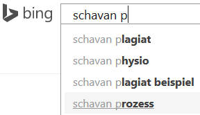 Bing vervollständigt Schavan P
